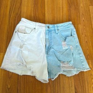 Celebrity Pink 2-tone denim/white stretch shorts